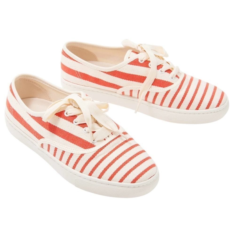 Soludos Marin Woven Lace-Up Sneakers In Poppy Red Size 9.5